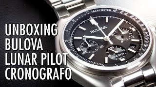 Unboxing Bulova Lunar Pilot 96B258 Reloj Cronógrafo de Cuarzo en Español [upl. by Akeemahs602]