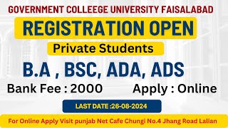 Government College University Faisalabad GCUF Registration Open BA Bsc ADC [upl. by Nonnahsal]