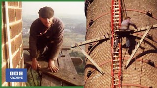 1982 FRED DIBNAH shows HOW to erect a CHIMNEY SCAFFOLD at 200 feet  Fred  1980s  BBC Archive [upl. by Elleda417]