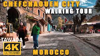 Chefchaouen city 2024 walking tour Morocco 4K UHD [upl. by Akimihs]