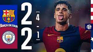 HIGHLIGHTS  FC BARCELONA 2 4  1 2 MANCHESTER CITY  USA TOUR 2024 [upl. by Oruntha477]