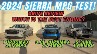 2024 GMC Sierra 1500 Drive review and MPG comparison Turbomax vs 30l diesel vs 53l V8 Which wins [upl. by Margy]