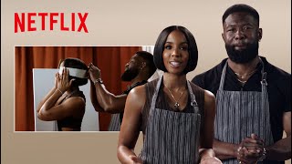 Kelly Rowland amp ﻿Trevante Rhodes Paint While Blindfolded  ﻿Mea Culpa  ﻿Netflix [upl. by Adoh516]