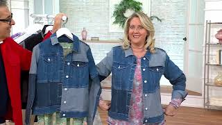 LOGO by Lori Goldstein Patchwork Denim Jacket on QVC [upl. by Kutchins]