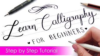 How to write CALLIGRAPHY with ANY PEN ✍️  Step by Step Tutorial [upl. by Rudyard]