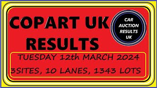 COPART UK AUCTION RESULTS FOR TUES 12TH MARCH 2024 [upl. by Jori]