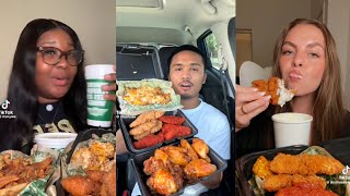 Mukbang ASMR 🤤  Tiktok Compilation pt4  Wingstop Raising Canes Chipotle WendysRamen [upl. by Coffey]