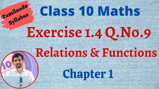 TN New Syllabus 10th Maths Chapter 1 Relations And Functions Exercise 14 Sum 9 [upl. by Deidre]