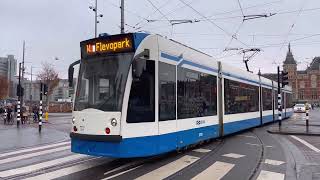 Centraal Station Amsterdam tram spotting  Amsterdam city centre Netherlands 🇳🇱 [upl. by Sailesh]