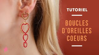 TUTORIEL  Boucles doreilles Miyuki coeurs en Brick Stitch [upl. by Hillie]