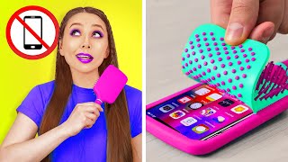 COOL TIK TOK PHONE HACKS  DIY Squishy Ideas Sneaking Phone into Class by 123 GO SCHOOL [upl. by Hutchings]