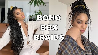 KNOTLESS BOHO BOX BRAIDS  TUTORIAL  BEGINNER FRIENDLY [upl. by Faythe]