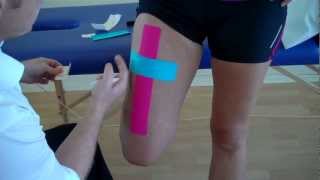 How to apply Kinesiology Taping for a strain of the Rectus Femoris  Quadricep muscle strain [upl. by Grenier462]