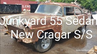 55 Chevy Sedan Found in Junkyard gets some New Cragars SS Wheels [upl. by Aerehs]