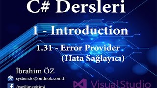 C Dersleri 1  Introduction 131  Error Provider Hata Sağlayıcı [upl. by Cooke]