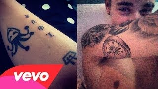 Justin Bieber New Tattoo 2014 Joker amp Compass [upl. by Artamas]