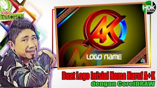 BUAT LOGO INISIAL NAMA HURUF AK KEREN DI CORELDRAW  Logo Monogram  Tutorial CorelDraw [upl. by Ledba]