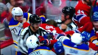 Kaiden Guhle lays a big hit on Dylan Cozens and a scrum ensues [upl. by Rieth463]