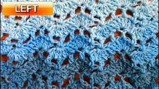 Lacy Ripple Crochet Stitch  3  Left Handed Crochet Tutorial [upl. by Mehsah621]