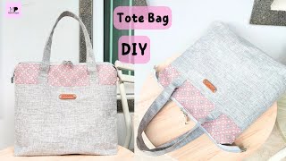 Tote Bag Sewing Tutorial With Zipper  DIY Zipper Tote Bag Tutorial  Tote Bag Tutorial [upl. by Arri348]