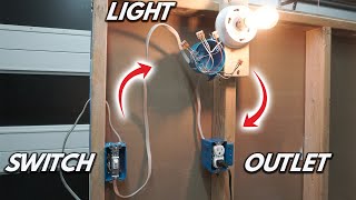 How To Wire A Single Pole Switch To A Light Fixture With An Outlet On The Same Circuit DIY Tutorial [upl. by Ayiotal]