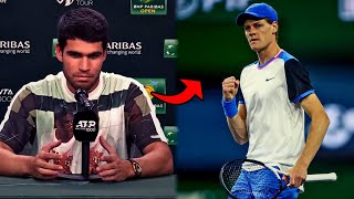 Alcaraz sobre las abejas y su enfrentamiento contra Sinner quotEs el mejor jugadorquot  Indian Wells 2024 [upl. by Lennahs]