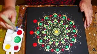 How to paint dot mandalas with Kristin Uhrig27 Using a Stencil [upl. by Adnirb]