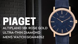 Piaget Altiplano 18K Rose Gold Ultra Thin Diamond Mens Watch GOA44052 Review  SwissWatchExpo [upl. by Nemzzaj449]