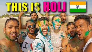 First Time Playing Holi with locals in India Happy Holi 🇮🇳 [upl. by Rennane]