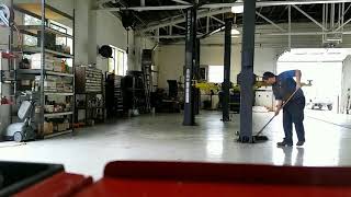 Cleaning the shop floor with a Zamboni machine [upl. by Joaquin]