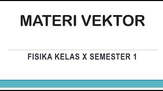 Materi Vektor Fisika Kelas X [upl. by Greta]