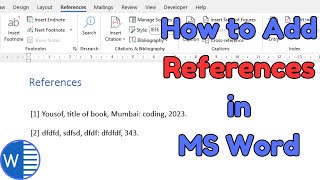 how to add references in word [upl. by Ahcatan]