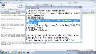 How to get any pokemon in pokemon Fire red with VBA Gameshark [upl. by Dnalyar]