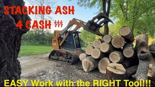 Tree Service wood  Stacking with the Skid Steer [upl. by Esinehs]