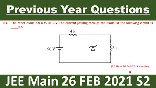 The Zener diode has a Vz  30V The current passing through the diode for the followin [upl. by Kilian160]