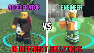 Accelerator Post Rework VS Engineer Post Nerf in different situations Tower Defense Simulator [upl. by Nemad]