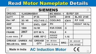 Motor Nameplate Details Explained  How to Read Electric Motor nameplate TheElectricalGuy [upl. by Jerad978]