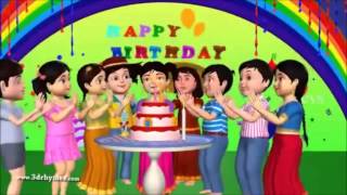 Happy birthday to you  3D Animation English rhyme for children wirh lyrics kids songs [upl. by Hoj]