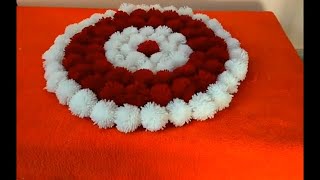 HOW TO MAKE DOOR MAT\ TABLE MAT FROM WOOLEN \ HOW TO MAKE POM POM \\ DOOR MAT RUG FROM WOOLEN [upl. by Ramilahs]