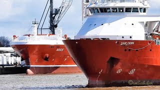 Windpark Serviceschiff SAR ODIN offshore support vessel shifts to Emden sealock LNFK3 IMO 9249635 [upl. by Nnyloj]