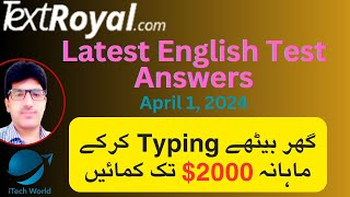 TextRoyal English Test Answers  Best Essay Writing Job  Assignment Writing Work Online Typing Job [upl. by Roseanna737]