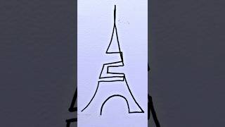 Eiffel Tower Drawing with Line art drawing shorts [upl. by Nnahaid]