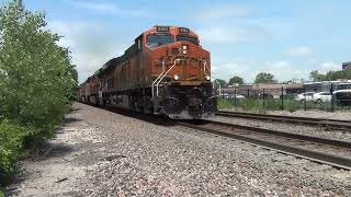 BNSF 8163 Leads WB Cargill Feed Train Olathe KS 62924 [upl. by Millhon]