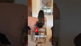 Hair cut with help of levelling laser 👀🤣  🎥 Viralhog [upl. by Aydiv]