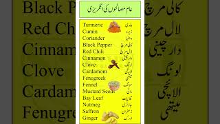 Top 15 Common Spices for Cooking with Urdu Meaning  Kitchen Spices Vocabulary  Smart Study Zone [upl. by Alym496]