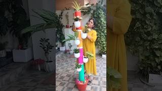 DIY Tower Planter from Waste PVC pipe gardendecor diypvcpipeideas colourfull garden [upl. by Lisan]