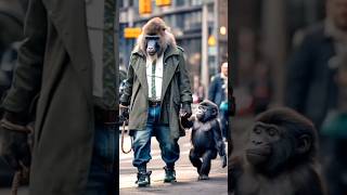 quotUnexpected Wanderers A Baboon and Orangutan on NYC Streetsquot😮baboon shorts [upl. by Leirbag847]