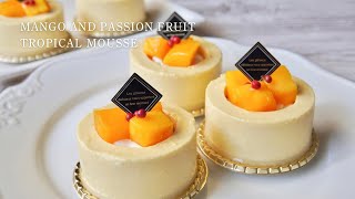 マンゴーとパッションのトロピカルムースの作り方〜Mango and passion fruit tropical mousse cake [upl. by Redwine]