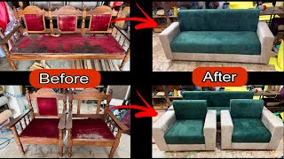 How to make old sofa woodan sofa repair sofa making sofa process simplr step by step sofa  sofa DIY [upl. by Arraek]