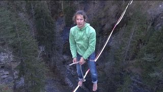 SlacklineTutorial Leash Handling on a Highline [upl. by Reham]